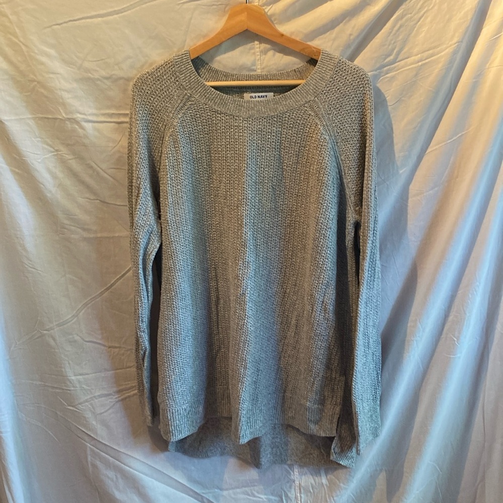 Long sweater grey crew neck